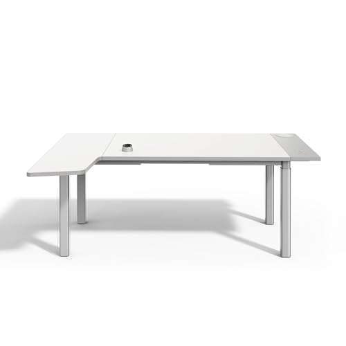 MAIDeSITe Höhenverstellbarer Schreibtisch L Form (180x80 cm) mit 200 kg Tragkraft, Kabelloser Fernbedienung, Dual-Motor-Arbeitsstation, Eingebauter Hubbuchse und Integriertem USB-Anschluss – Space Max von MAIDeSITe