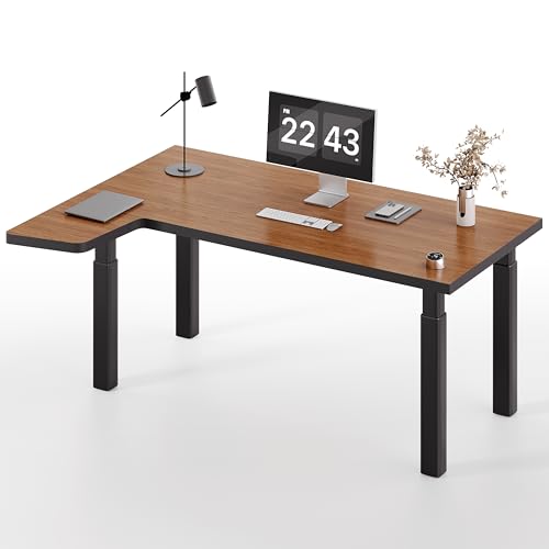 MAIDeSITe Eckschreibtisch Höhenverstellbarer Elektrisch Schreibtisch L Form mit Dual Motor 4 Beinen, 180x120cm Vierbeintisch Arbeitsstation mit 200 kg Tragkraft, Kabelloser Fernbedienung -Space L-Side von MAIDeSITe