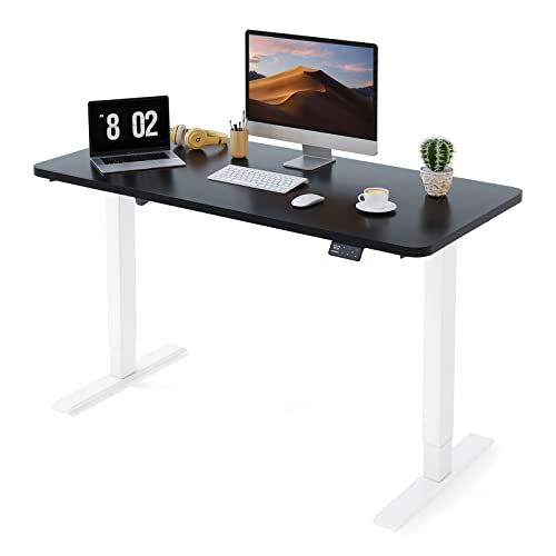 MAIDeSITe Höhenverstellbarer Schreibtisch120 x 60cm-Schreibtisch Höhenverstellbar Elektrisch Sitz & Stehpult -Schreibtisch Höhenverstellbar mit Tischplatte(S1 Pro), Weiß Gestell+ Schwarz von MAIDeSITe