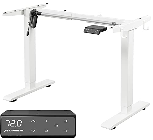 MAIDeSITe Schreibtisch elektrisch mit starken Motor, tischgestell höhenverstellbar 2 teiligen Beinen sowie auch 4 Memory-Steuerung -T1 Pro(Weiß) von MAIDeSITe