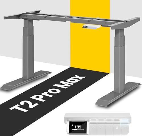 MAIDeSITe T2 Pro Max Elektrisch Höhenverstellbarer Schreibtisch Gestell, 135 cm Höhenverstellbar Tischgestell Dualmotor Traglast 180KG mit Piano-Master-Steuerungssystem und Kollisionsschutz Funktion von MAIDeSITe