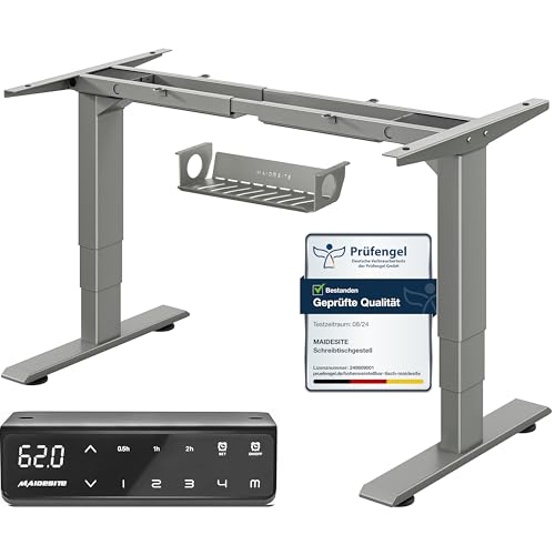 MAIDeSITe höhenverstellbarer Schreibtisch elektrisch mit 2 starken Motoren, tischgestell höhenverstellbar 3-stufige sowie auch 4 Memory-Steuerung mit Sitz-Steh-Erinnerungs - T2 Pro Plus von MAIDeSITe