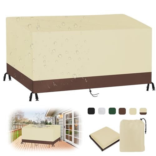 MAIFENGL Abdeckung für Gartenmöbel, Rechteckige Gartentisch Abdeckung Wasserdicht Winddicht UV-Beständiges 420D Oxford Schutzhülle für Gartenmöbel-BeigeBrown||160x100x75cm/63x39x30in von MAIFENGL