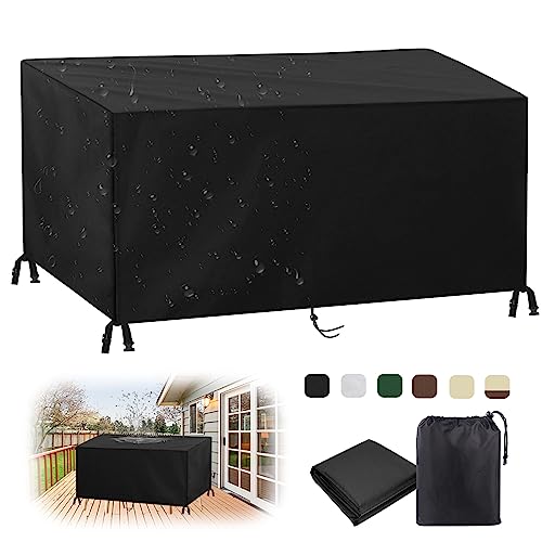 Abdeckung für Gartenmöbel, Rechteckige Gartentisch Abdeckung Wasserdicht Winddicht UV-Beständiges 420D Oxford Schutzhülle für Gartenmöbel-Black||110x110x75cm/43x43x30in von MAIFENGL