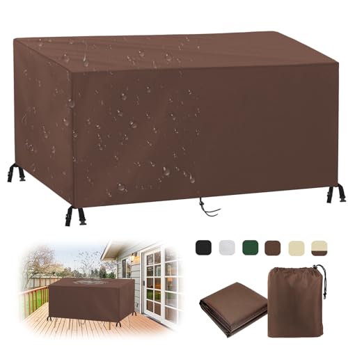 Abdeckung für Gartenmöbel, Rechteckige Gartentisch Abdeckung Wasserdicht Winddicht UV-Beständiges 420D Oxford Schutzhülle für Gartenmöbel-Brown||130x100x85cm/51x39x33in von MAIFENGL