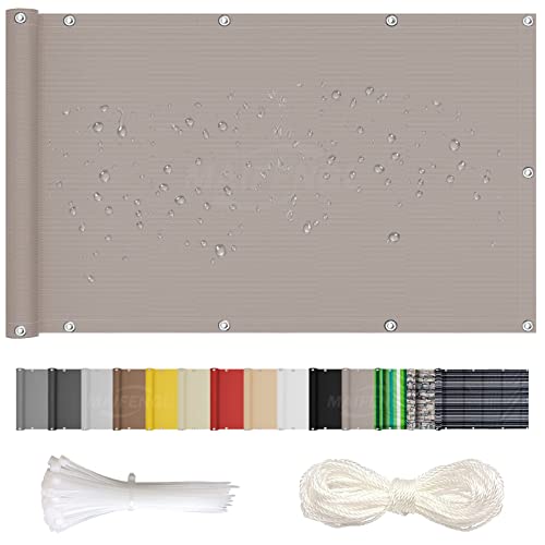 MAIFENGL Balkon Sichtschutz Balkonabdeckung Balkonverkleidung Blickdichte UV-Schutz Wetterfest Polyester, mit Ösen, Kabelbinder & Korde- Taupe|| 70x150cm von MAIFENGL