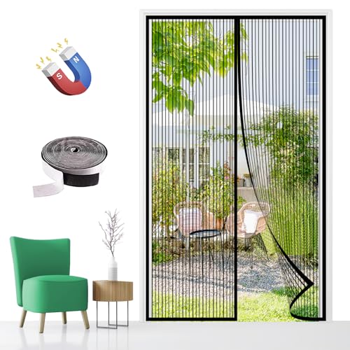 Magnet Fliegengitter Tür, Insektenschutz Magnetischer Fliegenvorhang Automatisches Schließen, Ohne Bohren für Balkontür Terrassentür-Black-A|| 95x180cm(37x70inch) von MAIFENGL