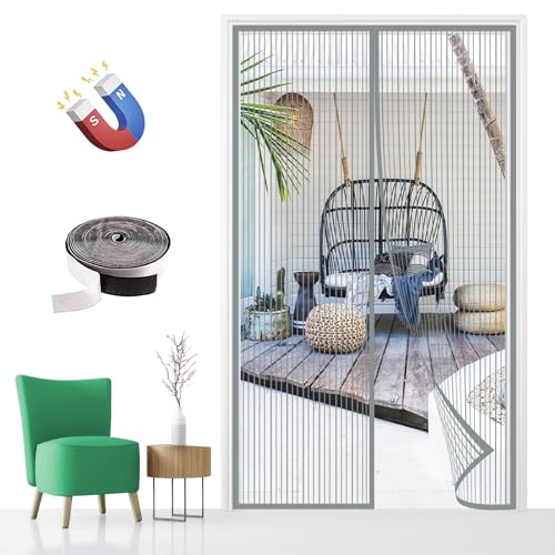 Magnet Fliegengitter Tür, Insektenschutz Magnetischer Fliegenvorhang Automatisches Schließen, Ohne Bohren für Balkontür Terrassentür-Gray||70x200cm(27x78inch) von MAIFENGL
