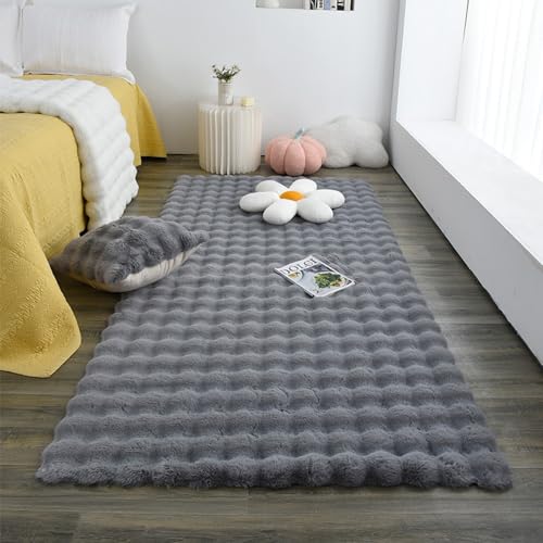 MAIFURUN Mode-Bubble-Blumen-Teppich, Bubble-Samt-Wohnzimmerteppich, Bequeme Plüschdecke, Kissen, Nachttisch-Sofakissen, Waschbare Teppiche,Grey- 120x180CM von MAIFURUN