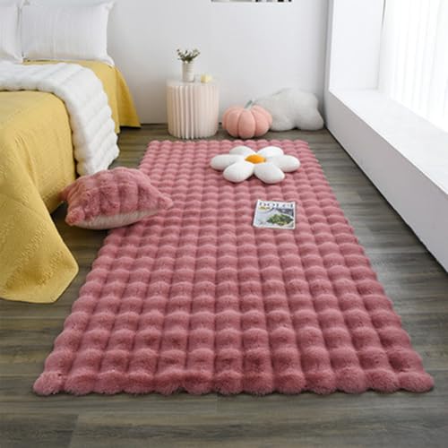 MAIFURUN Mode-Bubble-Blumen-Teppich, Bubble-Samt-Wohnzimmerteppich, Bequeme Plüschdecke, Kissen, Nachttisch-Sofakissen, Waschbare Teppiche,Pink- 90x180CM von MAIFURUN