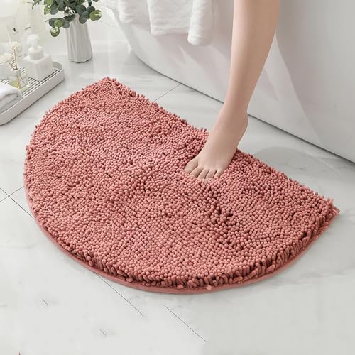 MAIFURUN rutschfeste Chenille-Badezimmerteppiche, halbrunde Matte für Badezimmer, Mikrofaser-Duschmatte, zotteliger Badezimmer-Badezimmerteppich,D-40x60CM von MAIFURUN