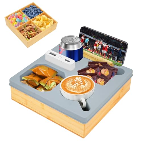 MAIJIAJU Couchbar Snackbox Silikon, Bambus Sofatablett mit Abnehmbaren Trennwänden, Anti-Spill Snackbar Sofa Organizer Couch Bar Butler Tablett mit Getränkehalter und Handyhalter für Sofa Deko MAIJIAJU Couchbar Snackbox Silikon, Bambus Sofatablett mit Abnehmbaren Trennwänden, Anti-Spill Snackbar Sofa Organizer Couch Bar Butler Tablett mit Getränkehalter und Handyhalter für Sofa Deko von MAIJIAJU