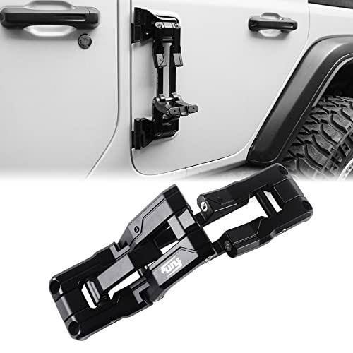 Maiker Türscharnierstufe aus Aluminium, klappbares Fußpedal, kompatibel mit Jeep Wrangler 2007-2018 JK JKU, 2018-2020 JL JLU, schwarz von MAIKER OFF ROAD