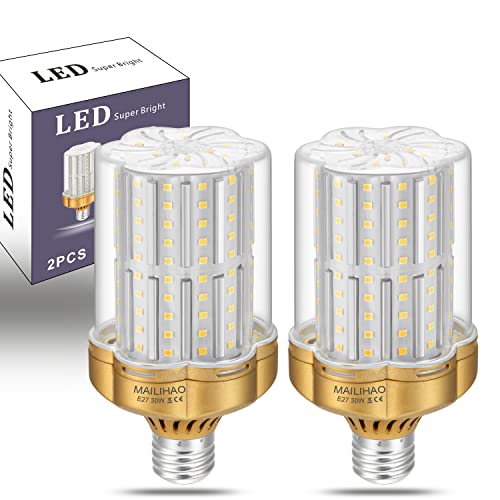 MAILIHAO 2er-Pack E27 LED Maiskolben Lampe (250W Entspricht Glühbirnen) 30W 4000K Neutralweiß 3500LM Mais Lampen LED Leuchtmittel Energiesparlampe für Fabriklager Garage Hof, Nicht Dimmbar von MAILIHAO