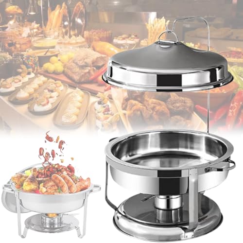 4,5 l Buffet Catering Wärmer Set, Runde Edelstahl Chafing Dish, mit Haken/faltbarem Rahmen, hohe Hitzebeständigkeit/Korrosionsbeständigkeit/stark und langlebig, für Hochzeit/Abschlussfeier 4,5 l Buffet Catering Wärmer Set, Runde Edelstahl Chafing Dish, mit Haken/faltbarem Rahmen, hohe Hitzebeständigkeit/Korrosionsbeständigkeit/stark und langlebig, für Hochzeit/Abschlussfeier von MAIMAILE