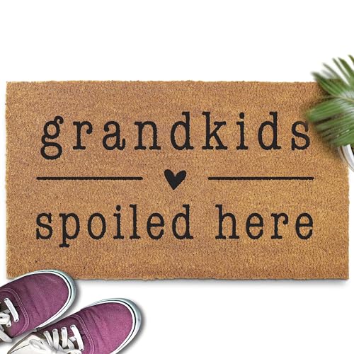 Fußmatte mit Aufschrift "Grandkids Spoiled Here", 76,2 x 43,2 cm, Fußmatte, Enkelkinder Willkommen Fußmatte, Oma und Opa, Fußmatte für Enkelkinder von MAINEVENT