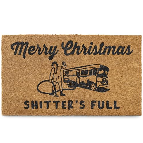 Fußmatte mit Aufschrift "Merry Christmas", 76,2 x 43,2 cm, für den Außenbereich, lustige Weihnachtsdekoration, lustige Weihnachts-Fußmatte von MAINEVENT