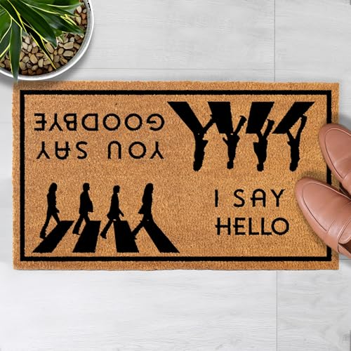 MAINEVENT Fußmatte "I Say Hello You Say Goodbye", 76,2 x 43,2 cm, Hello Goodbye Beatles, als Geschenk für den Außenbereich, mit rutschfester PVC-Rückseite von MAINEVENT