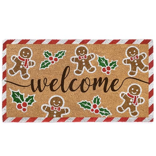MAINEVENT Lebkuchen-Fußmatte, 76,2 x 43,2 cm, Lebkuchen-Willkommensmatte, Weihnachts-Fußmatte, Ingwerbrot, Outdoor-Matte, Weihnachtstürmatte, Urlaubsteppich von MAINEVENT