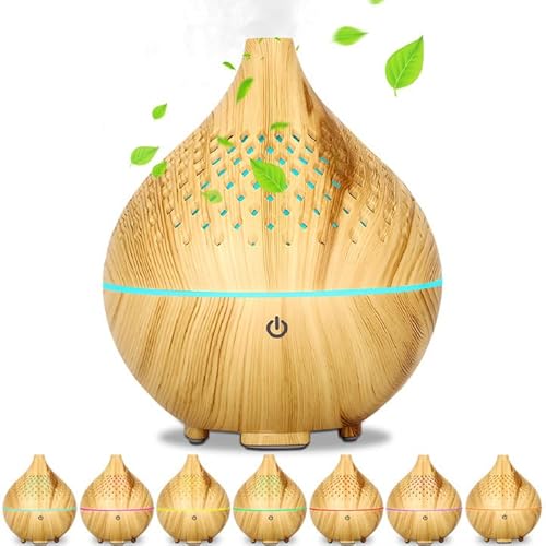 MAISITOO 160ml Aroma Diffuser, Ultra Leise Ultraschall Luftbefeuchter,Ätherische Öle,BPA-Free Aromatherapie Humidifier für Schlafzimmer Yoga Spa,7 Farben LED Lichter (Holzkorn) von MAISITOO