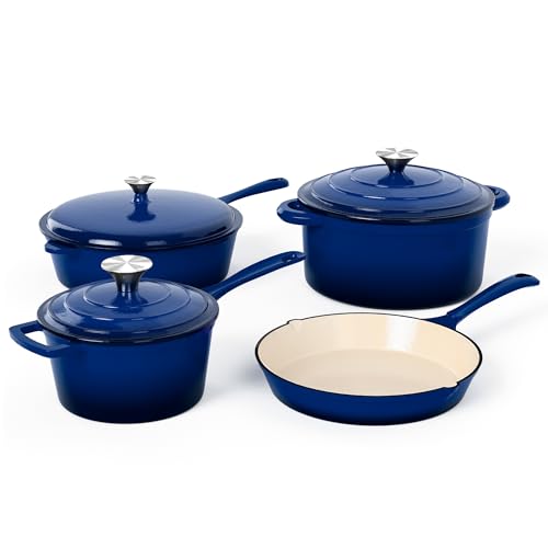 MAISON ARTS Emaille-Gusseisen-Kochgeschirr-Set, 7-teilig, Dutch Oven Topf mit Deckel, blaue antihaftbeschichtete Töpfe und Pfannen, ofenfest bis 260 °C MAISON ARTS Emaille-Gusseisen-Kochgeschirr-Set, 7-teilig, Dutch Oven Topf mit Deckel, blaue antihaftbeschichtete Töpfe und Pfannen, ofenfest bis 260 °C von MAISON ARTS