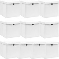 10 Stk. Aufbewahrungsboxen,Werkzeugaufbewahrung,Lagerbox mit Deckeln Weiß 32x32x32 cm Stoff CIW61788BonneVie von MAISON CHIC
