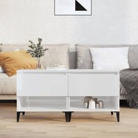 2 Stk. Beistelltisch，Kaffeetisch，Couchtisch 2 Stk. Hochglanz-Weiß 50x46x50 cm Holzwerkstoff VMEC989822 BonneVie von MAISON CHIC