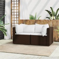 Maison Chic - 2er Set Garten-Ecksofas mit Kissen Loungesofas Couches Modernes Braun Poly Rattan DE88011 von MAISON CHIC