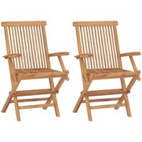 2er Set Gartenstühle Gartensessel Klappbare Stühle für Garten Terrasse Balkon Massivholz Teak DE31816 von MAISON CHIC