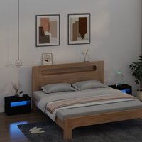 2er-Set Nachttische Nachtschränke Nachtkommoden Beistelltische mit LEDs Schwarz 60x35x40 cm FNTDX699970 BonneVie von MAISON CHIC