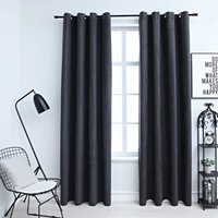 2er-Set Verdunkelungsvorhänge,Verdunkelung Gardinen,Thermovorhänge mit Metallösen Anthrazit 140x245 cm CCA455606 BonneVie von MAISON CHIC