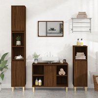3-tlg. Badmöbel-Set,Badezimmermöbel Braun Eichen-Optik Holzwerkstoff JDVN209204 BonneVie von MAISON CHIC