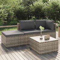 4-tlg. Garten-Lounge-Set Gartenmöbel Set Sitzgruppe Essgruppe mit Kissen Grau Poly Rattan DE83495 4-tlg. Garten-Lounge-Set Gartenmöbel Set Sitzgruppe Essgruppe mit Kissen Grau Poly Rattan DE83495 von MAISON CHIC