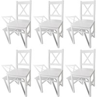 6er Set Esszimmerstühle Wohnzimmerstühle Stühle für Esszimmer Wohnzimmer & Schlafzimmer Weiß Kiefernholz DE71723 von MAISON CHIC