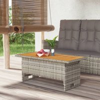 Gartentisch,Terrassentisch,Gartenmöbel,Balkontisch Grau 100x50x43/63 cm Akazienholz & Poly Rattan VMEC121471 BonneVie von MAISON CHIC