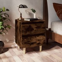 Maison Chic - 2er Set Nachttische Nachtschränke Sideboards Massivholz-Beinen Räuchereiche 40x35x50 cm DE91878 von MAISON CHIC