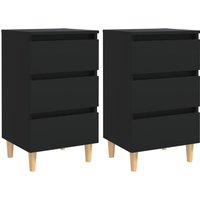 Maison Chic - 2er Set Nachttische Nachtschränke Sideboards mit Massivholz-Beinen Schwarz 40x35x69 cm DE62314 von MAISON CHIC