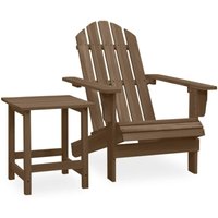 Gartenstuhl Gartensessel Adirondack Stuhl für Garten Terrasse Balkon mit Tisch Massivholz Tanne Braun DE71265 von MAISON CHIC