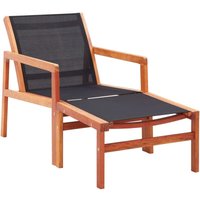 Gartenstuhl Gartensessel Stuhl für Garten Terrasse Balkon mit Fußablage Eukalyptus Massivholz und Textilene DE50287 von MAISON CHIC