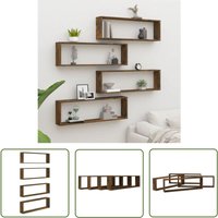 The Living Store Wandregale 4 Stk. Räuchereiche 100x15x30 cm Holzwerkstoff - Wand Regal - Holzregal - Deko Regal - Wohnraumgestaltung - Möbel von MAISON CHIC