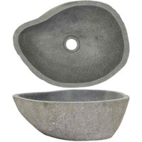 Maison Chic - Waschbecken Aufsatzwaschtisch Waschschale für Badezimmer Flussstein Oval 37-46 cm DE68940 von MAISON CHIC