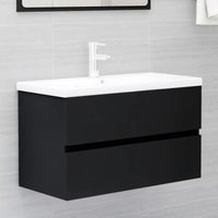 Maison Chic - Waschbeckenunterschrank,Waschtischunterschrank,Badmöbel mit Einbaubecken Schwarz Holzwerkstoff JDVN627769 BonneVie von MAISON CHIC