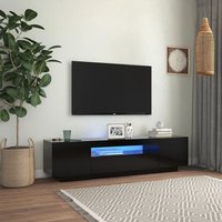 TV-Lowboard für Wohnzimmer TV Schrank TV-Möbel mit LED-Leuchten Schwarz 160x35x40 cm DE18020 von MAISON CHIC
