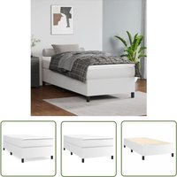 The Living Store Bettgestell Weiß 90x190 cm Kunstleder - Bettes Gestell - Schlafzimmer Möbel - Weißes Bett - Kunstleder Bett - Single Bett von MAISON CHIC
