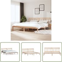 The Living Store Massivholzbett Kiefer 200x200 cm - Massivholzbette - Kiefernbett - Doppelbett - Bettgestell - Landhausmöbel von MAISON CHIC