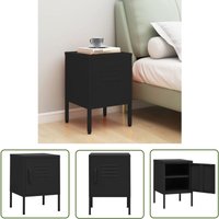 The Living Store Nachttisch Schwarz 35x35x51 cm Stahl - Nachtisch - Nachttisch Schwarz - Stahlschrank - Wohnzimmer Dekoration - Bettseitentisch von MAISON CHIC