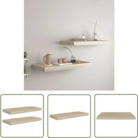 The Living Store Schwebende Wandregale 2 Stk. Eichefarben 60x23,5x3,8cm mdf - Wandregal - Regal - Schwebende Wandregale - Holzregal - Eichefarben The Living Store Schwebende Wandregale 2 Stk. Eichefarben 60x23,5x3,8cm mdf - Wandregal - Regal - Schwebende Wandregale - Holzregal - Eichefarben von MAISON CHIC