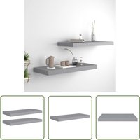 The Living Store Schwebende Wandregale 2 Stk. Grau 60x23,5x3,8cm mdf - Schwebende Wandregale - Wandregal Grau - Regal Set - Waben-MDF - Metallregal von MAISON CHIC