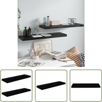 The Living Store Schweberegale 2 Stk. Hochglanz-Schwarz 80x23,5x3,8 cm mdf - Schweberegale - Wandregale - Schwarz - Regal Schwarz - Wohnwandregal von MAISON CHIC