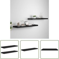 The Living Store Schweberegale 2 Stk. Schwarz 90x23,5x3,8 cm mdf - Schweberegale - Wandregale - Schwarzes Regal - Regal Schwarz - Wohnwandregal von MAISON CHIC